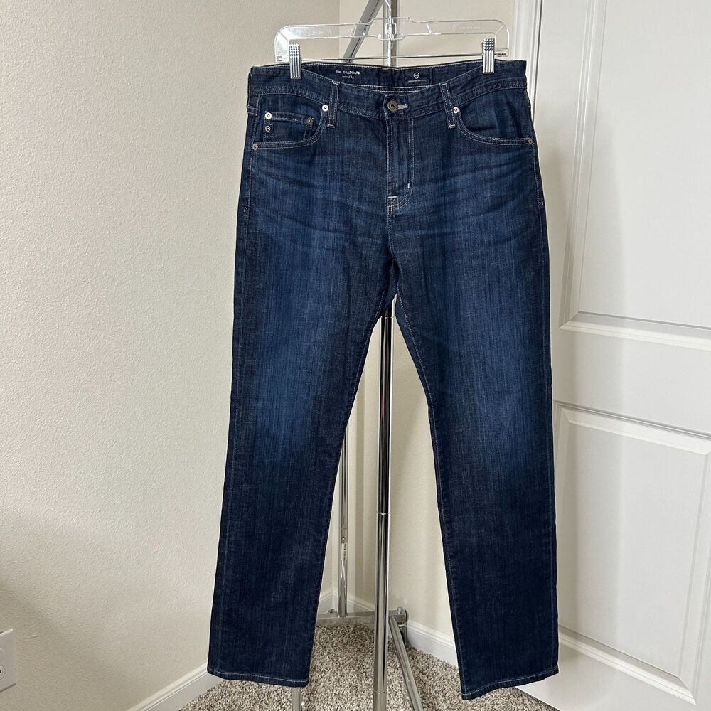 AG Adriano Goldschmied Jeans Mens 33x32 Dark Wash The Graduate Tailored Premium